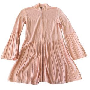 H By Halston Sweater Cardigan Womens 2XS Salmon Pink Knit Bell Sleeve Full Zip